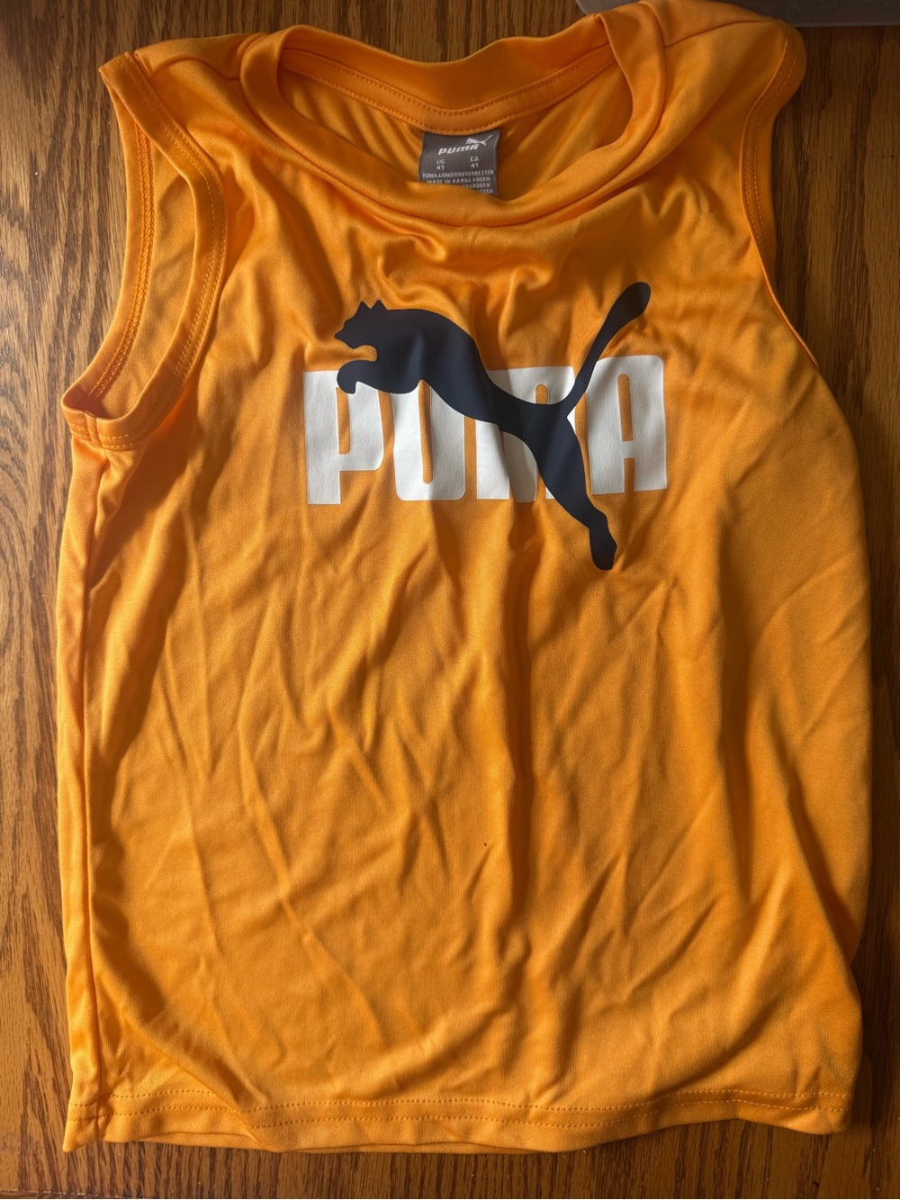 Puma Bright Orange Boys' Athletic Tank with Black Logo